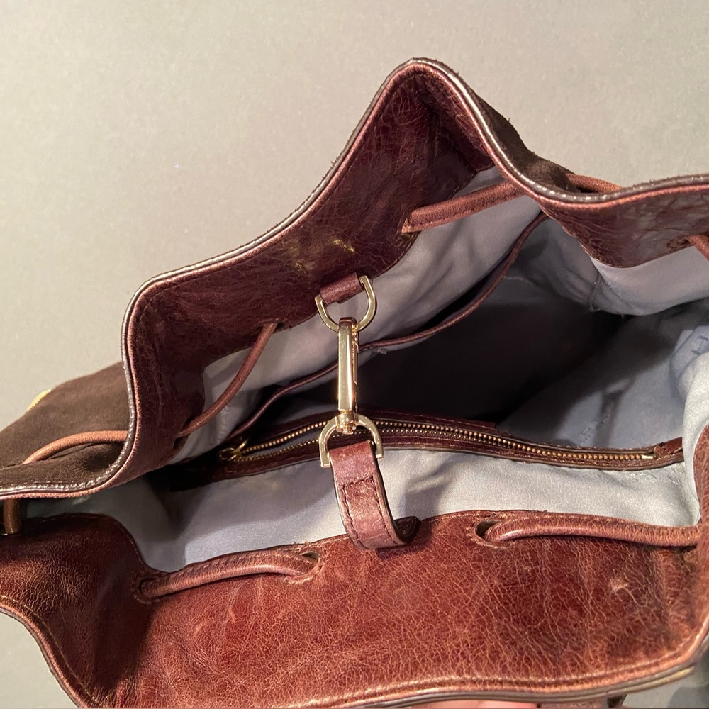 Halston Suede Drawstring Backpack, Brown, Modern … - image 6